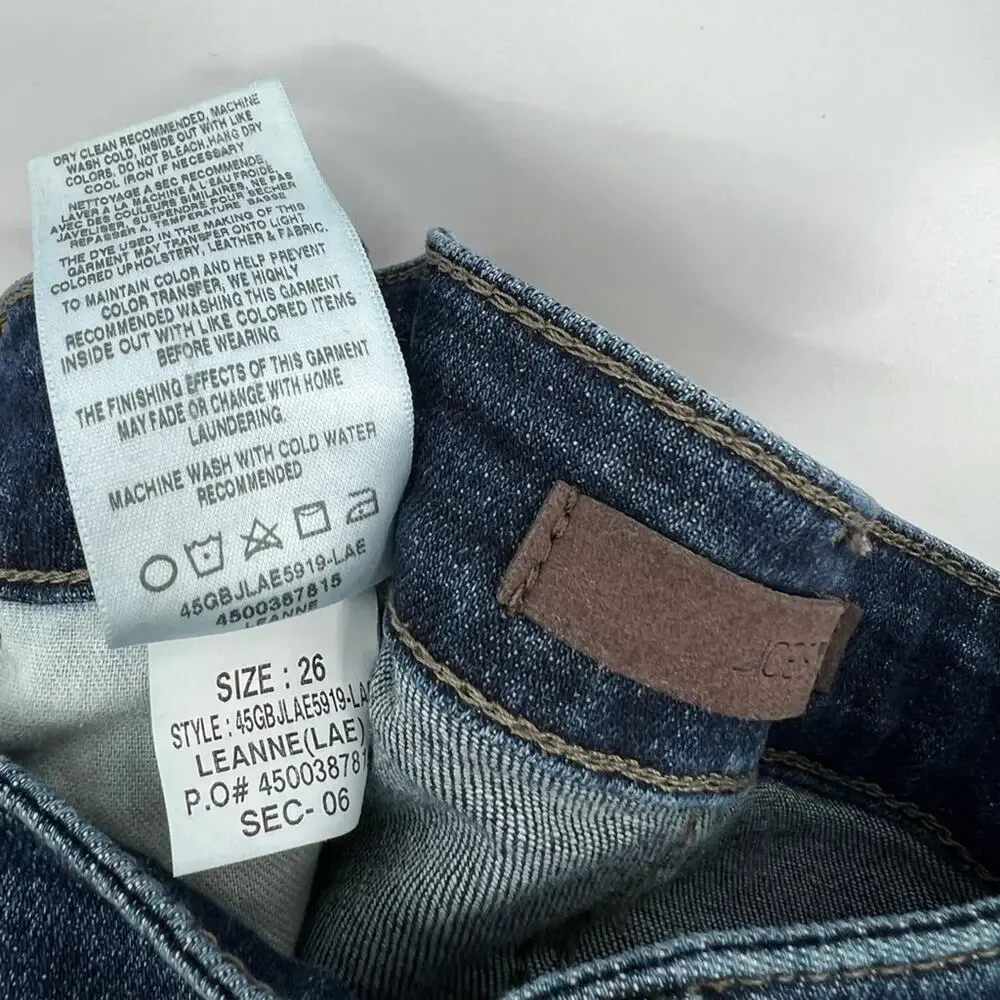 Joe’s Jeans Rolled Crop Leanne Lae Distressed Stretch Blue Medium Wash Zip 26